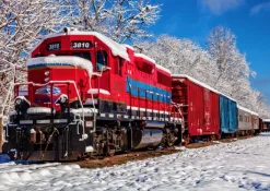 Bluebird Puzzle Landschappen|1500-1999<Rode trein in de sneeuw - puzzel van 1500 stukjes