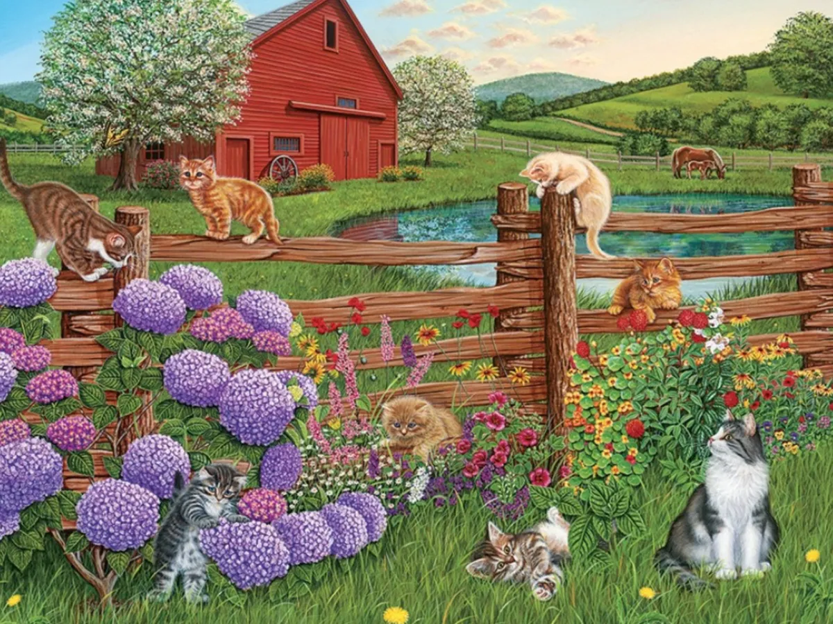 Cobble Hill Tekening|100-499<Boerderij Katjes - puzzel van 275 XXL stukjes