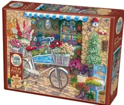 Cobble Hill Tekening|Dieren<Fiets bij de bloemenwinkel - puzzel van 275 XXL stukjes