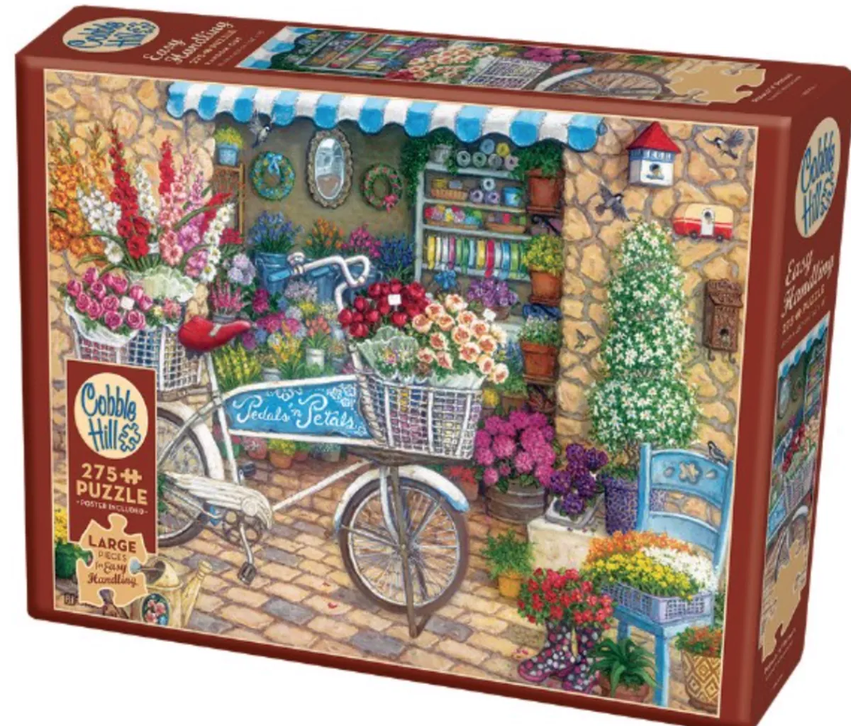Cobble Hill Tekening|Dieren<Fiets bij de bloemenwinkel - puzzel van 275 XXL stukjes