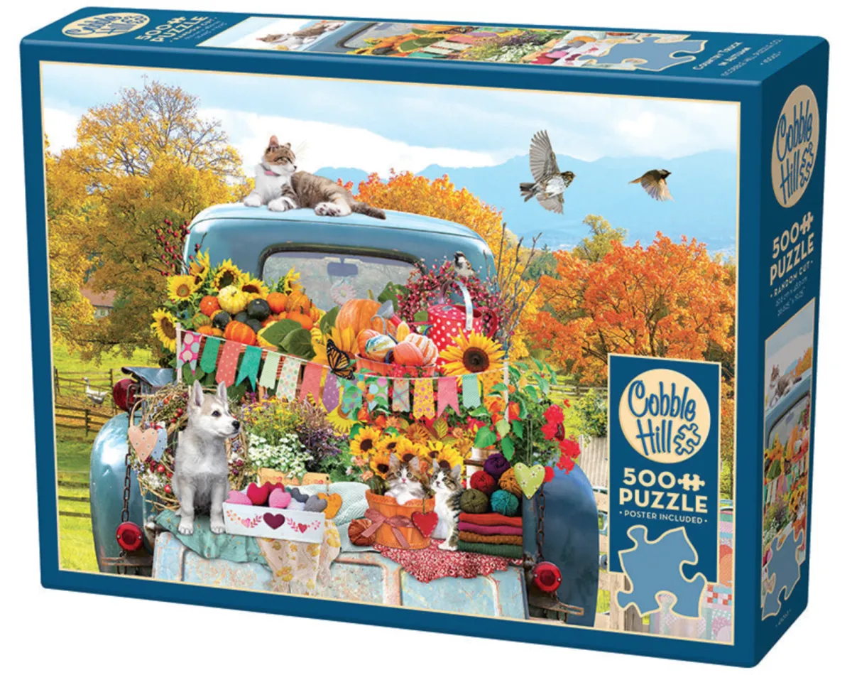 Cobble Hill Tekening|500-999<Pick-up Truck in de herfst - puzzel van 500 XL stukjes