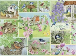 Cobble Hill Tekening|Dieren<Tuinvogels in de Lente - puzzel van 500 XL stukjes