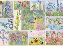 Cobble Hill Tekening|Dieren<Tuinvogels in de Zomer - puzzel van 500 XL stukjes