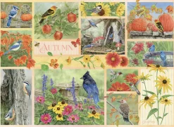 Cobble Hill Tekening|Dieren<Tuinvogels in de Herfst - puzzel van 500 XL stukjes