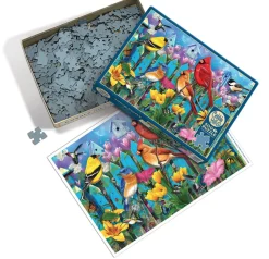 Cobble Hill Tekening|Dieren<Vogels op het hek - puzzel van 500 XL stukjes