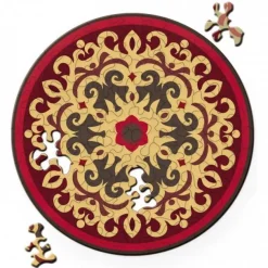 Curiosi Dubbelzijdige Puzzel|Speciale Vorm<Puzzel Double Rose - Dubbelzijdige Ronde puzzel in hout - 88 stukjes