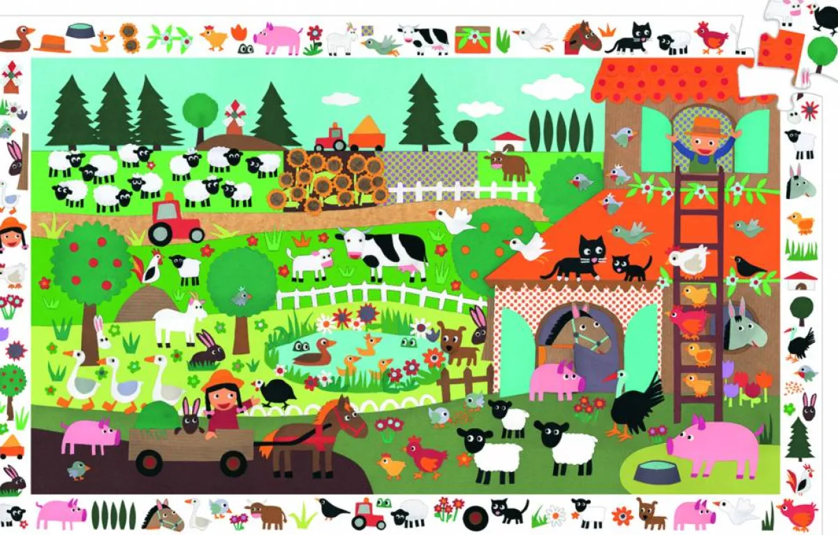Kinderen Djeco Dieren|Legpuzzels<Blij op de boerderij - puzzel van 35 stukjes