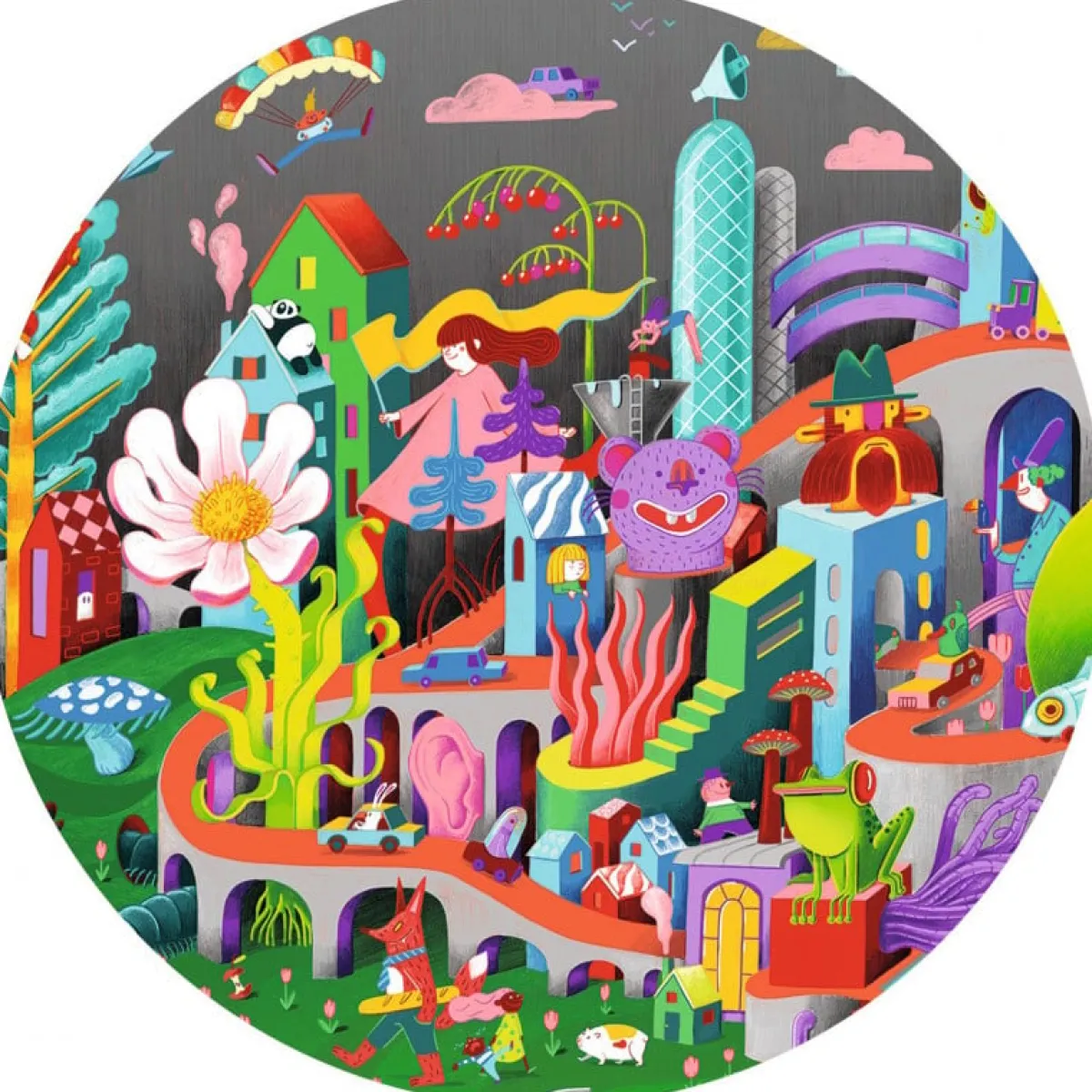 Kinderen Djeco Legpuzzels|100-499<Crazy Town - Observatie puzzel van 200 stukjes