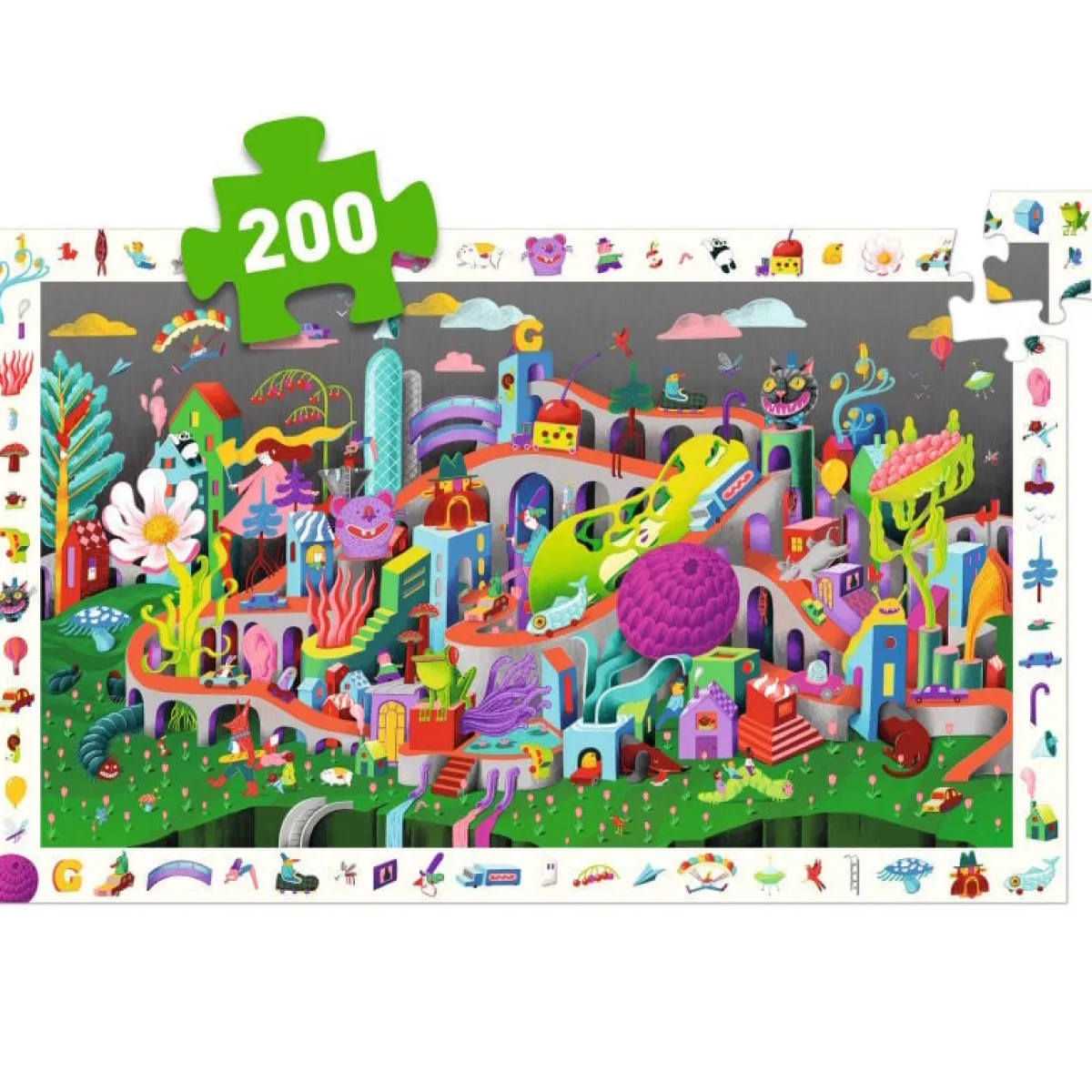 Kinderen Djeco Legpuzzels|100-499<Crazy Town - Observatie puzzel van 200 stukjes