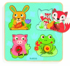 Kinderen Djeco Dieren|Houten Insteekpuzzels<Croc-carrot - 4 stukjes