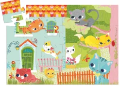 Kinderen Djeco Speciale Vorm|Legpuzzels<De kat en haar vriendjes - 24 stukjes
