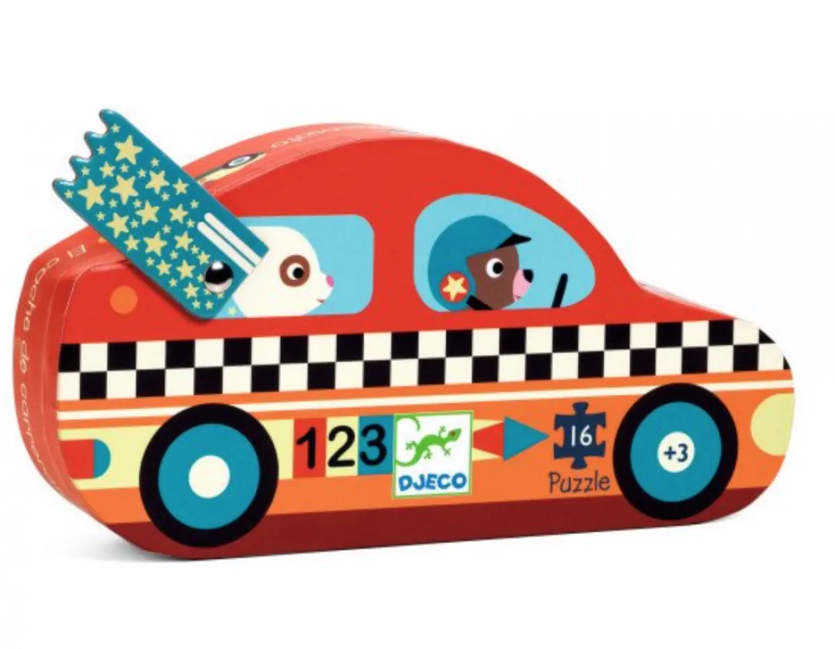 Kinderen Djeco Legpuzzels|2-99<De racewagen - 16 stukjes
