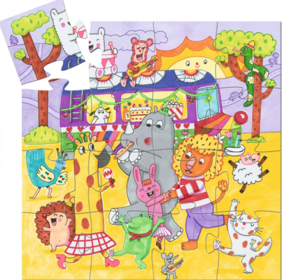 Kinderen Djeco Legpuzzels|2-99<De regenboog bus - 16 stukjes