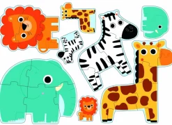Kinderen Djeco Speciale Vorm|Dieren<Diertjes uit de jungle - 4 puzzels - 3, 4, 5 en 6 stukjes