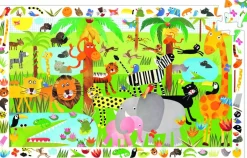 Kinderen Djeco Dieren|Legpuzzels<Drukte in de jungle - puzzel van 35 stukjes