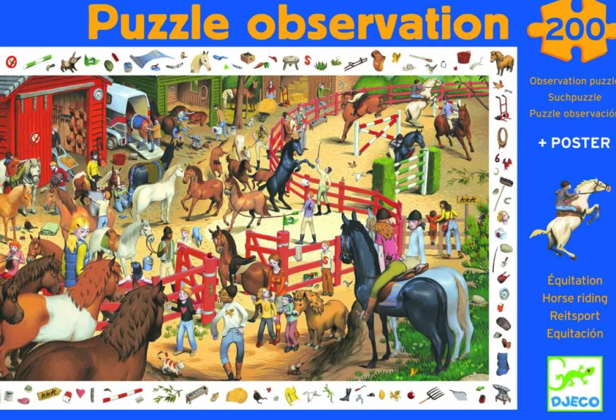 Kinderen Djeco Dieren|Legpuzzels<Drukte op de manege - puzzel van 200 stukjes