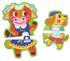 Djeco Speciale Vorm|2-99<Groot en klein op de boerderij - 8 puzzels van 2 stukjes