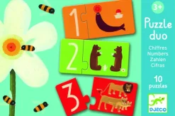 Kinderen Djeco Legpuzzels|2-99<Puzzel duo - getallen - 10 puzzels van 2 stukjes