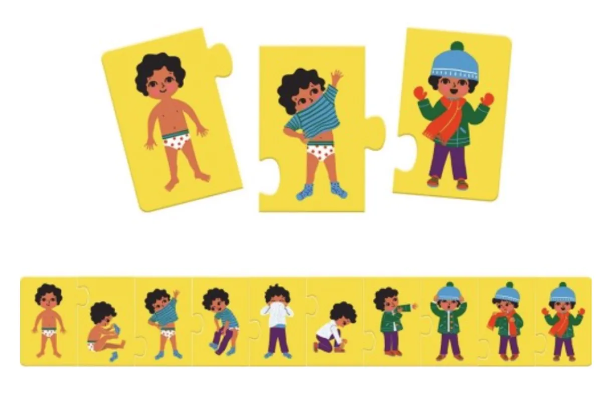 Kinderen Djeco Speciale Vorm|Legpuzzels<Puzzel trio - Ik kleed me aan - 10 stukjes