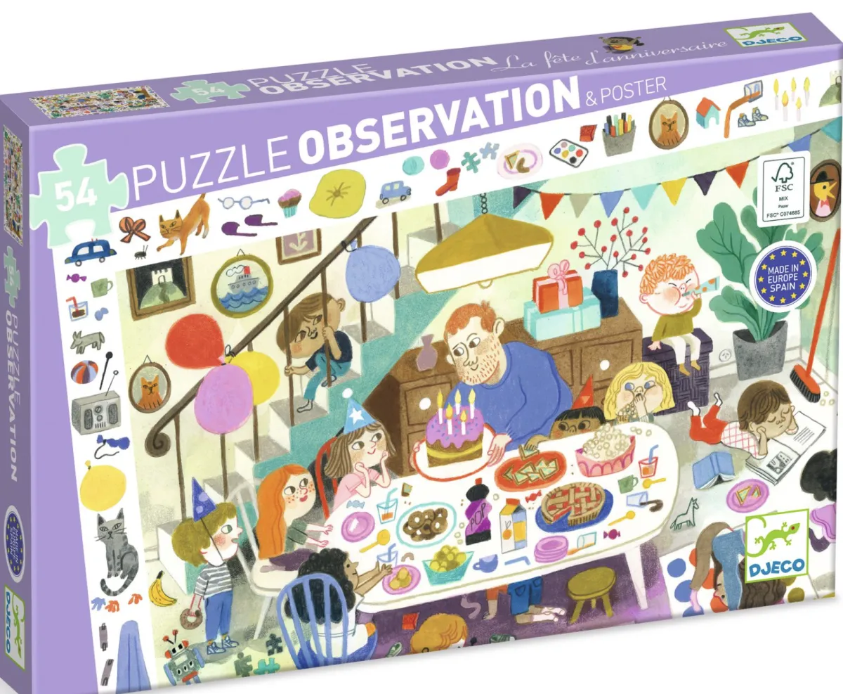 Kinderen Djeco Tekening|Legpuzzels<Verjaardagsfeestje - Zoekpuzzel - 54 stukjes