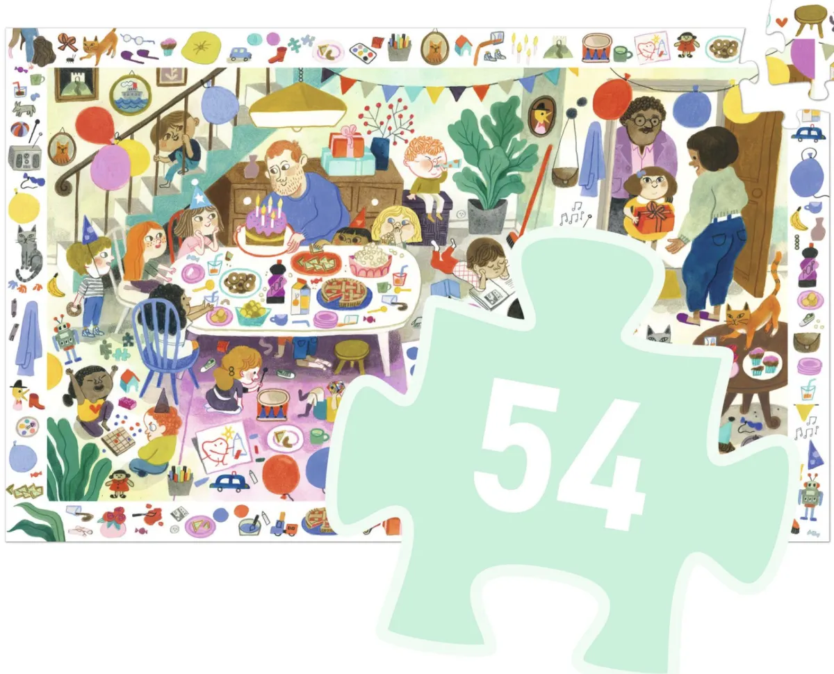 Kinderen Djeco Tekening|Legpuzzels<Verjaardagsfeestje - Zoekpuzzel - 54 stukjes
