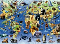 Kinderen Educa Dieren|Astrologie & Wereldkaarten<100 Bedreigde Diersoorten - legpuzzel van 500 stukjes