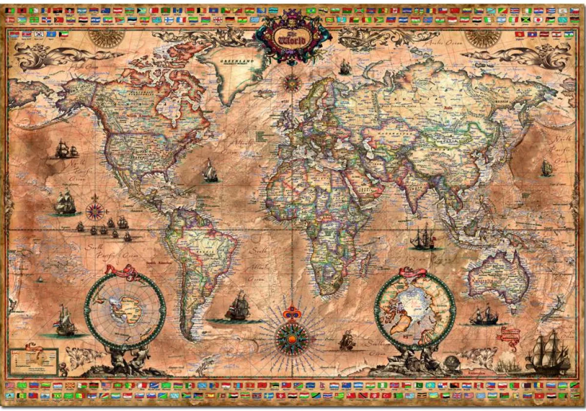 Educa Astrologie & Wereldkaarten|1000-1499<Antieke wereldkaart - 1000 stukjes