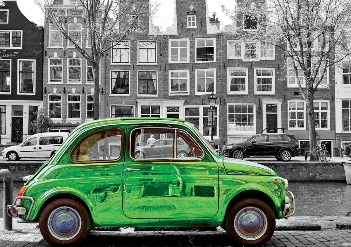 Educa Kunst En Cultuur|Steden En Gebouwen<Auto in Amsterdam - zwart/wit - legpuzzel van 1000 stukjes