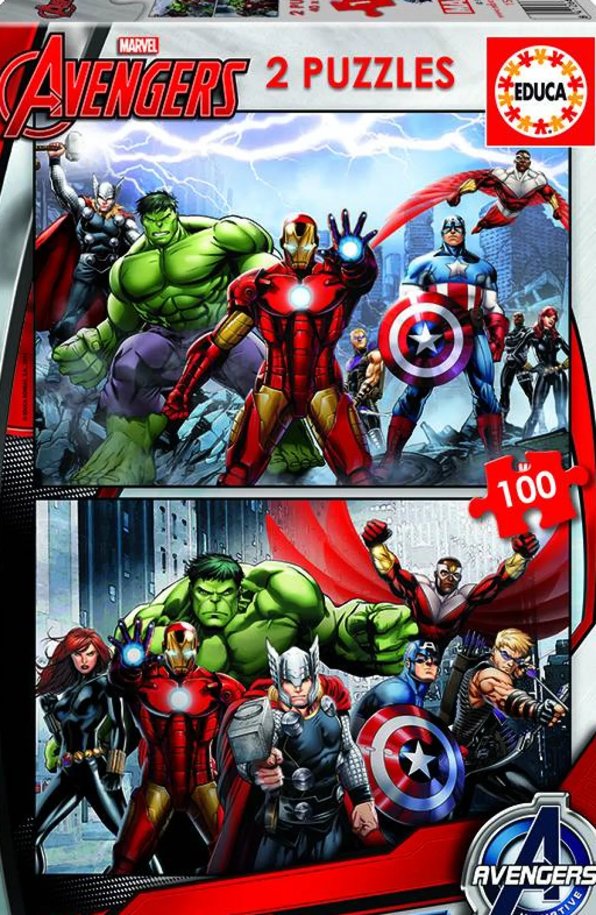 Kinderen Educa Disney, Pixar, Marvel|Legpuzzels<Avengers - 2 puzzels van 100 stukjes