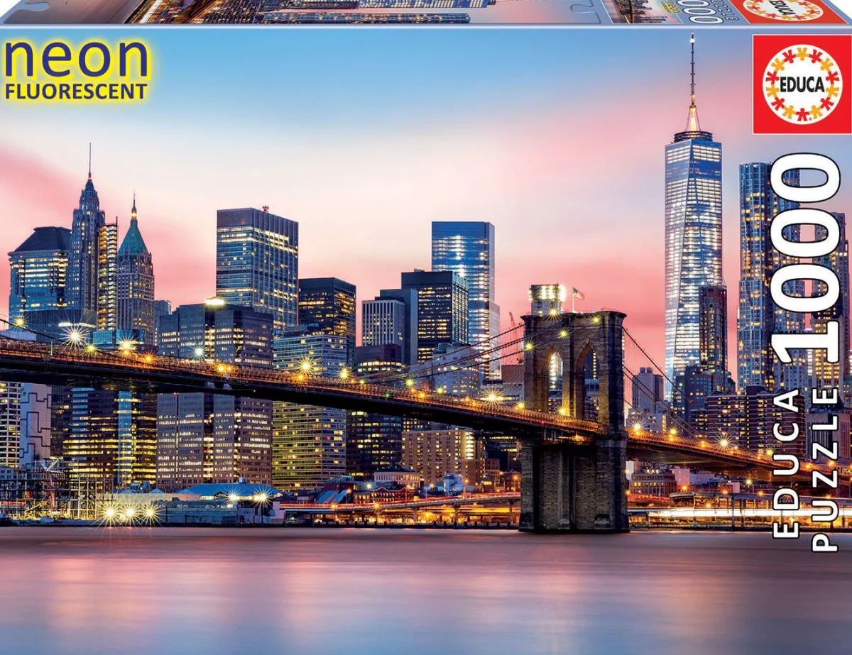 Educa Puzzel + Extra Item|Steden En Gebouwen<Brooklyn Bridge - Glow in the Dark - puzzel 1000 stukjes