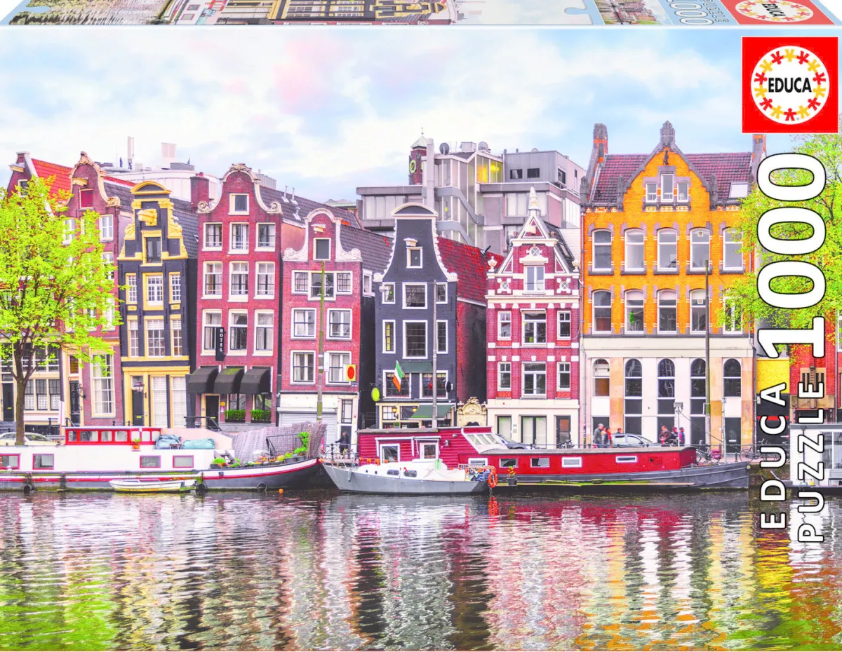 Educa Steden En Gebouwen|1000-1499<Dansende huizen in Amsterdam - puzzel 1000 stukjes