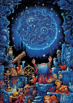 Educa Puzzel + Extra Item|Astrologie & Wereldkaarten<De astroloog - Glow in the Dark - puzzel 1000 stukjes