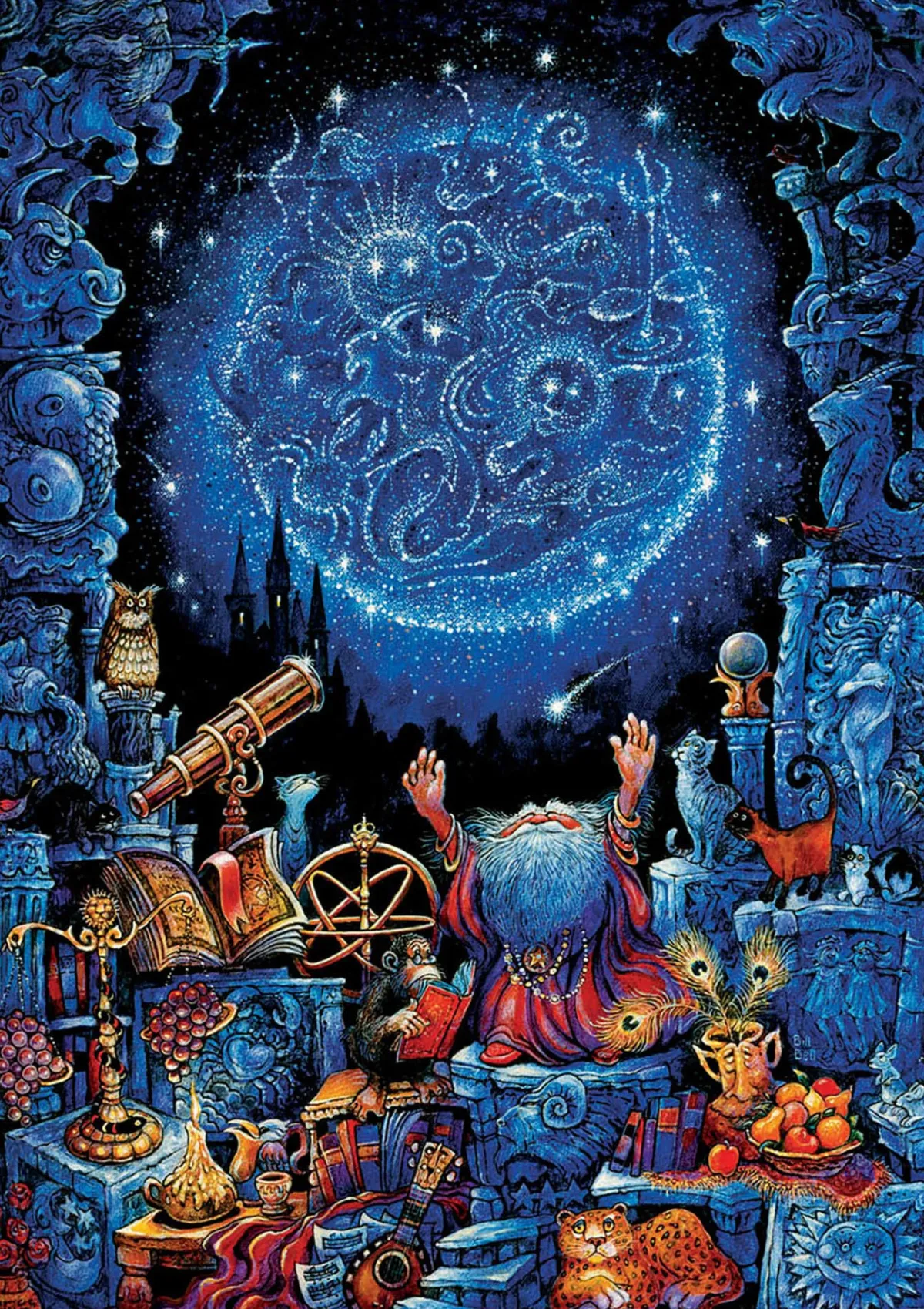 Educa Puzzel + Extra Item|Astrologie & Wereldkaarten<De astroloog - Glow in the Dark - puzzel 1000 stukjes