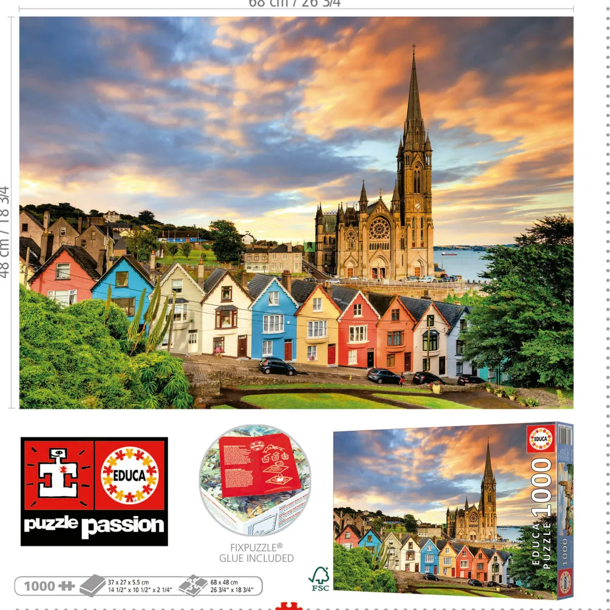 Educa Steden En Gebouwen|1000-1499<De kathedraal van Cobh, Ierland - puzzel 1000 stukjes