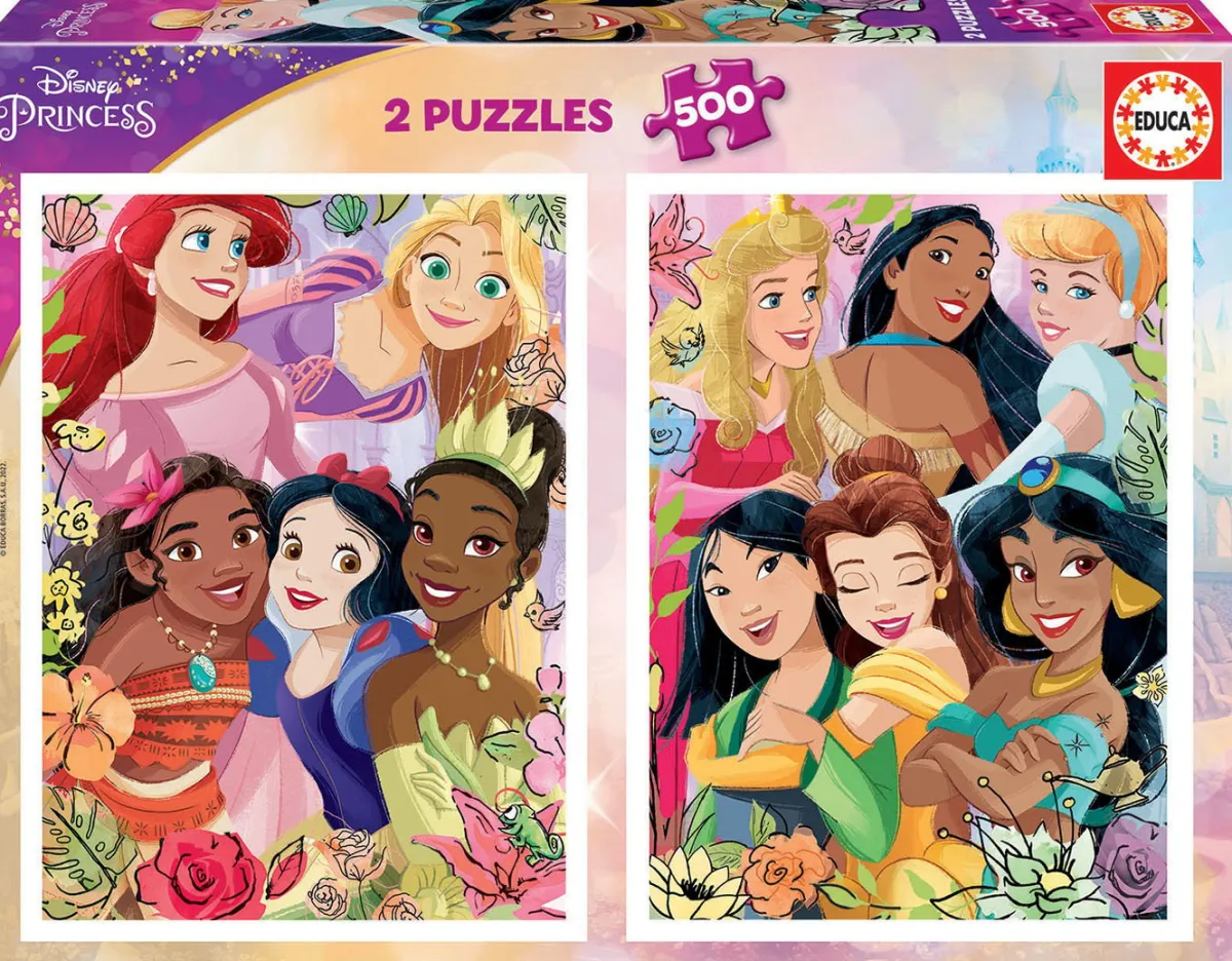 Kinderen Educa Disney, Pixar, Marvel|Legpuzzels<Disney Prinsessen - 2 x 500 stukjes legpuzzel