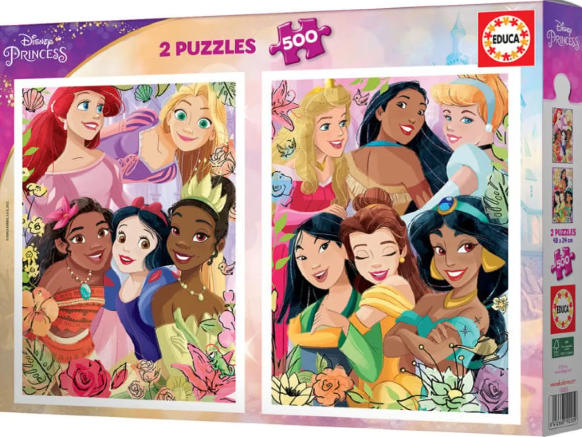 Kinderen Educa Disney, Pixar, Marvel|Legpuzzels<Disney Prinsessen - 2 x 500 stukjes legpuzzel
