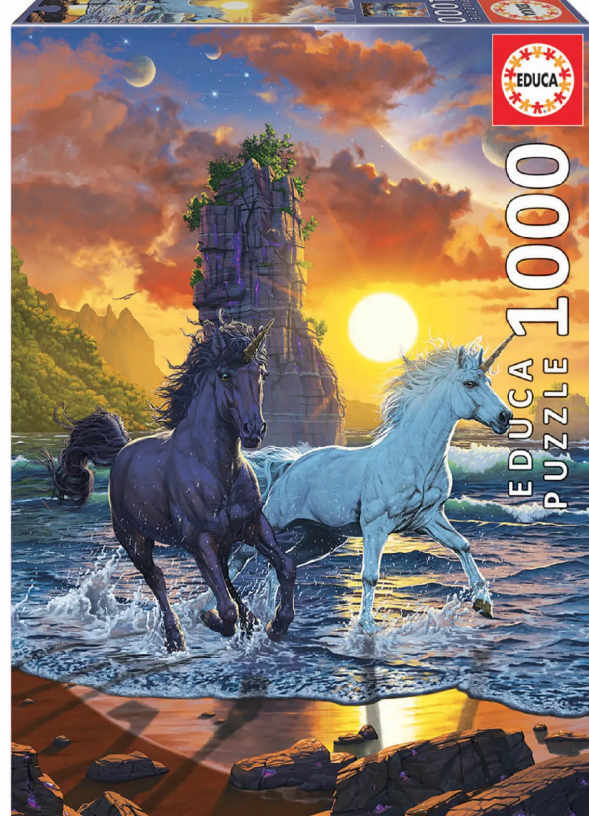 Educa Fantasy|Dieren<Eenhoorns op het strand - legpuzzel van 1000 stukjes