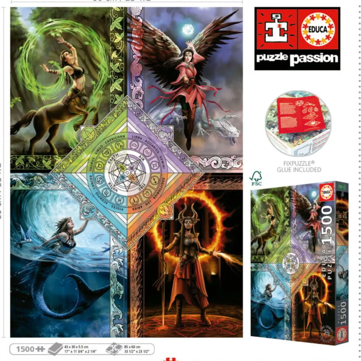 Educa Fantasy|Tekening<Elemental Magic Star Chart - Anne Stokes - legpuzzel van 1500 stukjes