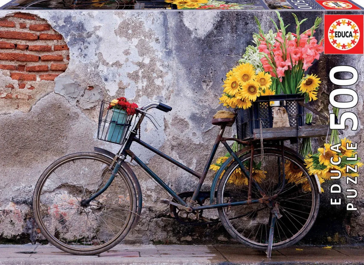 Kinderen Educa Stilleven|Legpuzzels<Fiets met bloemen - legpuzzel van 500 stukjes