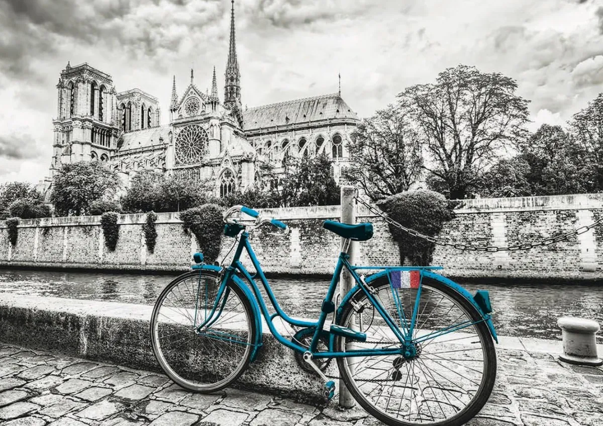 Kinderen Educa Steden En Gebouwen|Legpuzzels<Fietsen bij de Notre Dame - legpuzzel van 500 stukjes