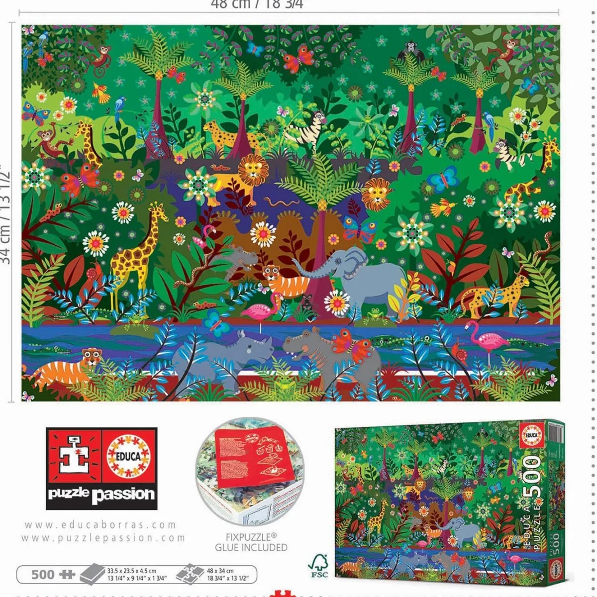 Kinderen Educa Tekening|Dieren<Jungle - legpuzzel van 500 stukjes