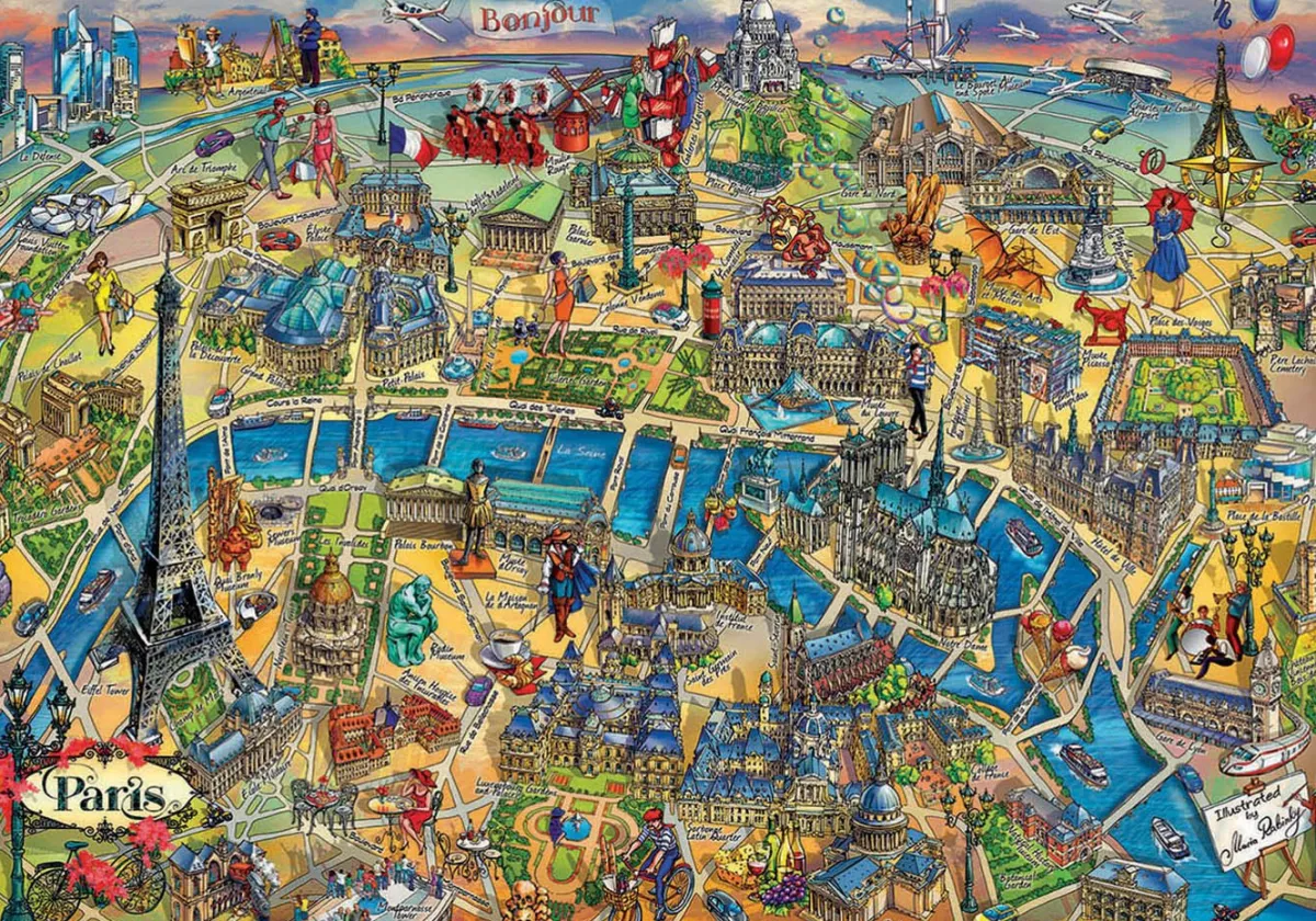 Kinderen Educa Steden En Gebouwen|Legpuzzels<Kaart van Parijs - legpuzzel van 500 stukjes