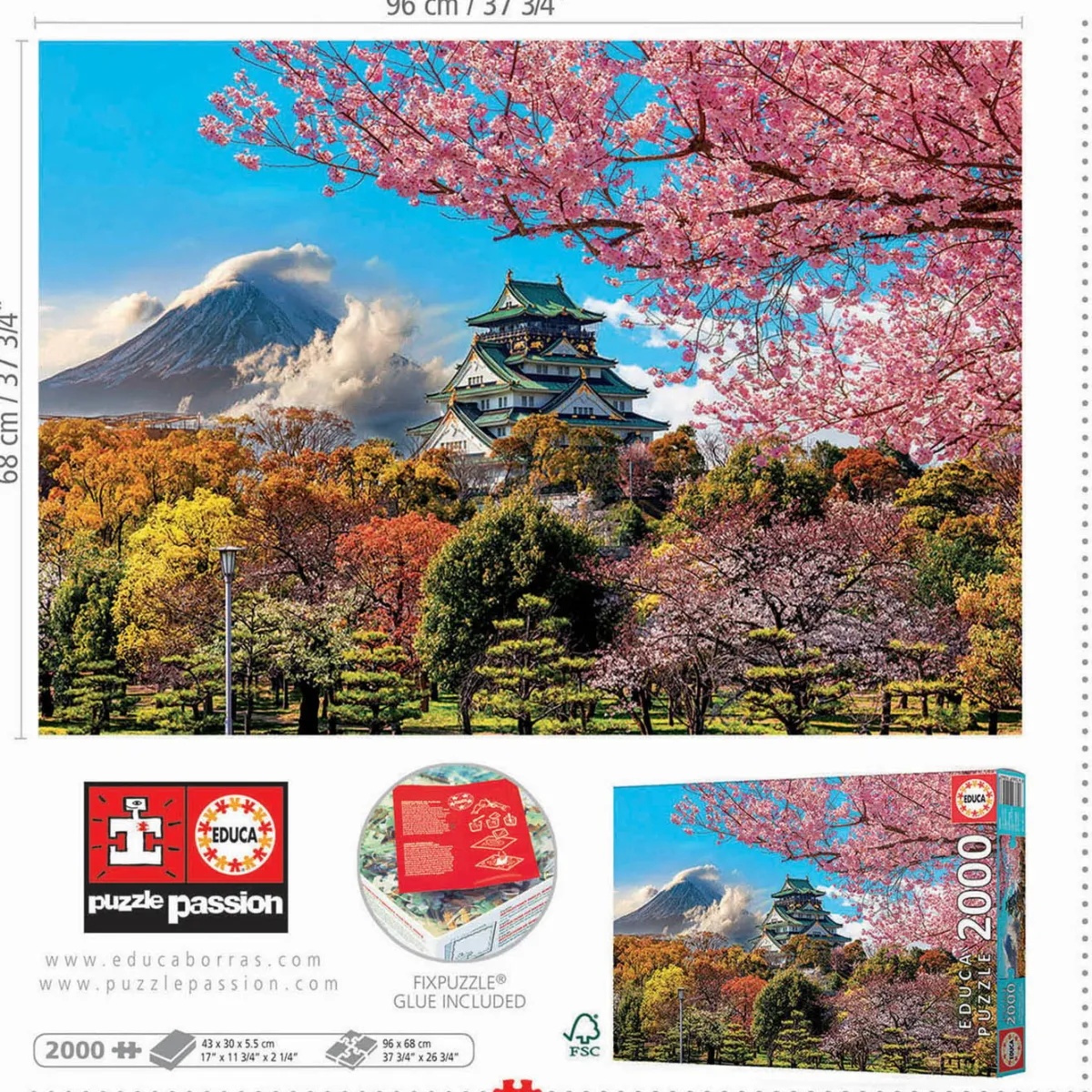 Educa Landschappen|Steden En Gebouwen<Kasteel van Osaka - puzzel van 2000 stukjes