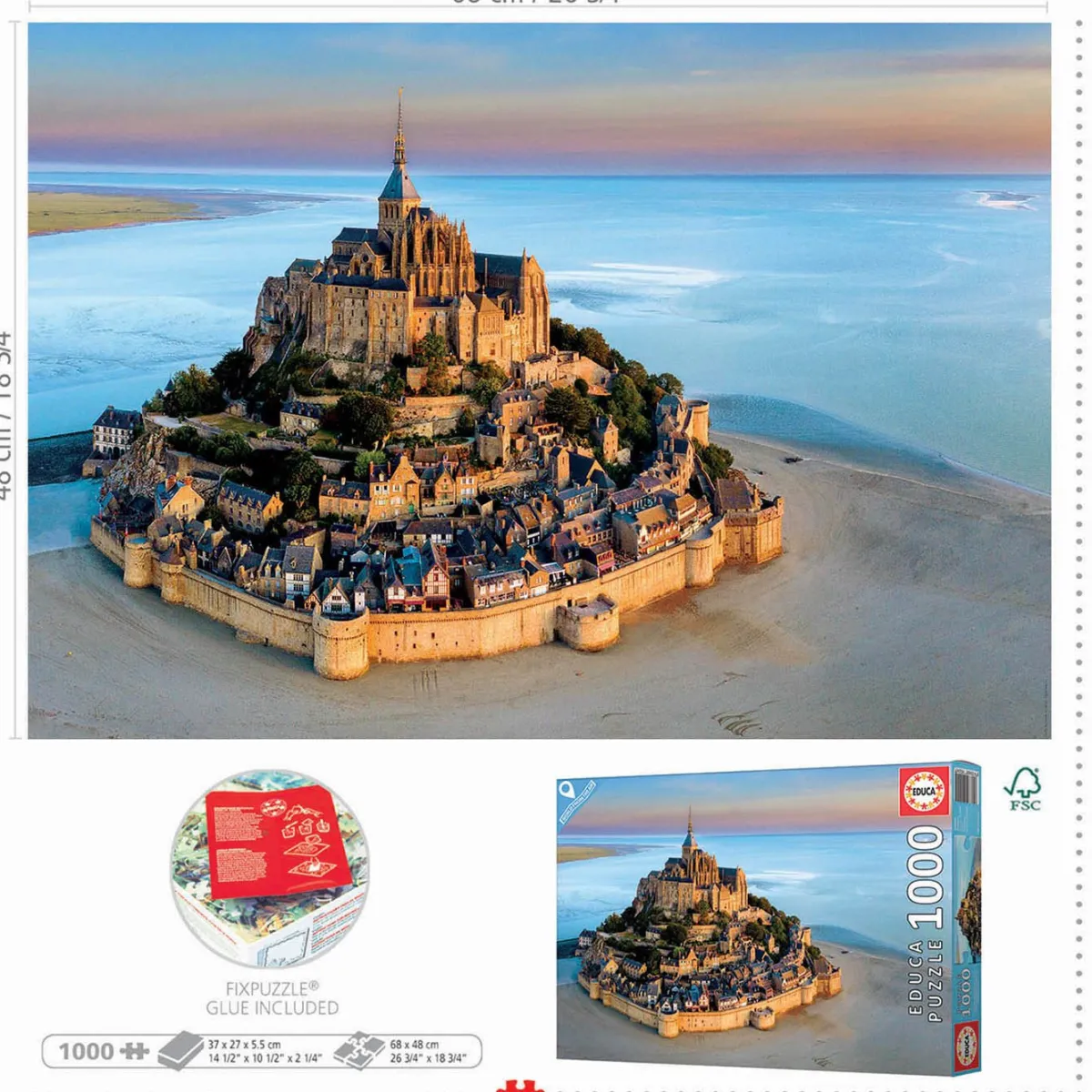 Educa Steden En Gebouwen|1000-1499<Mont-Saint-Michel - puzzel 1000 stukjes