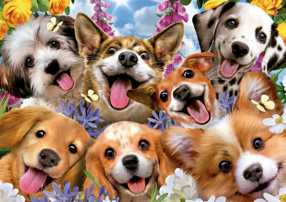 Educa Dieren|1000-1499<Puppies Selfie, Howard Robinson - puzzel 1000 stukjes