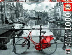 Educa Steden En Gebouwen|1000-1499<Rode fiets in Amsterdam, 1000 stukjes