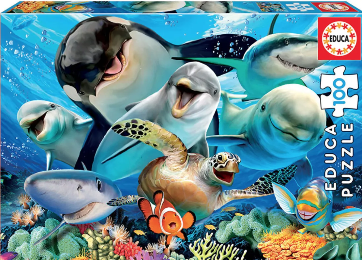 Kinderen Educa Dieren|Legpuzzels<Selfie onder water - puzzel van 100 stukjes
