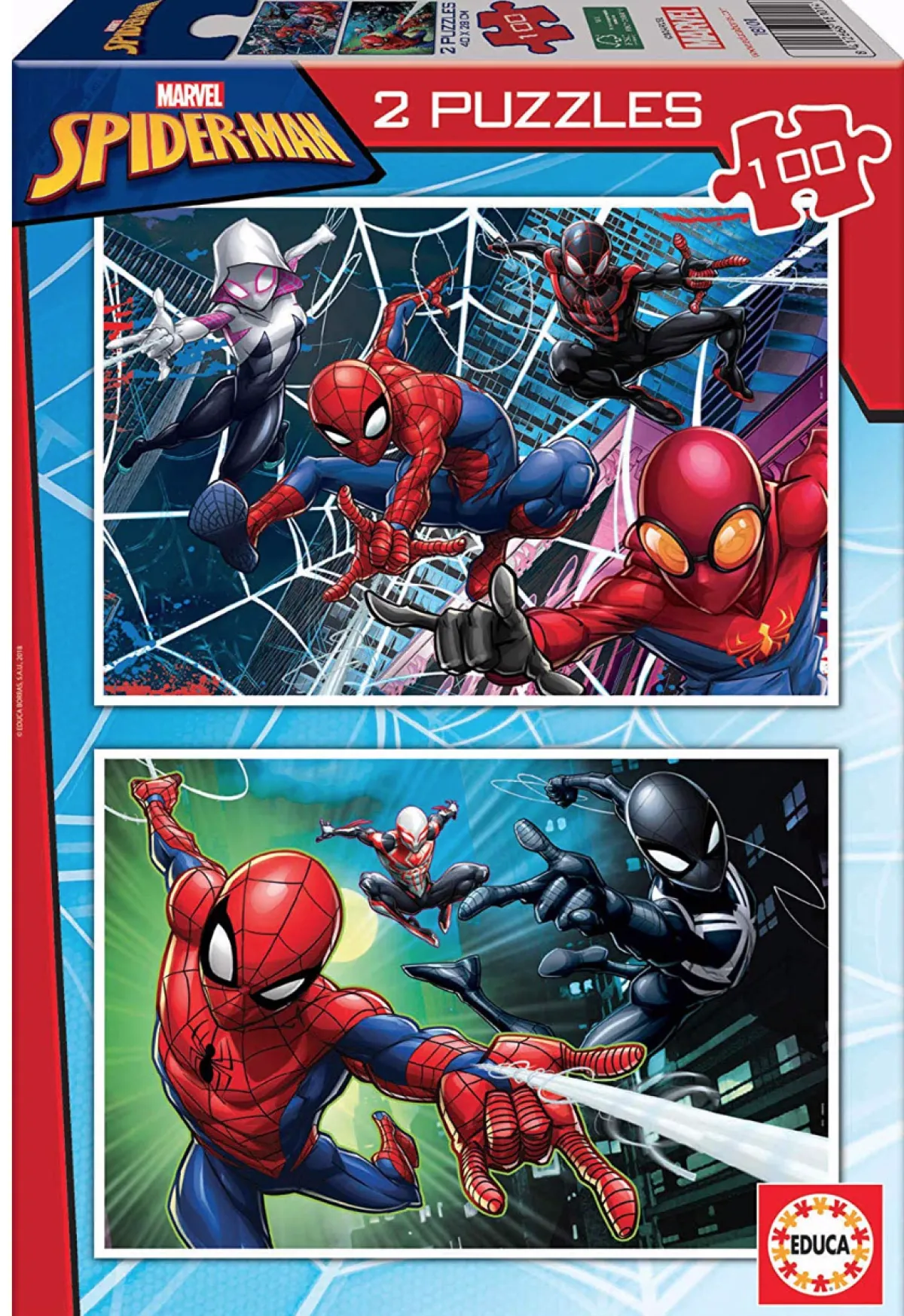 Kinderen Educa Disney, Pixar, Marvel|Legpuzzels<Spiderman - 2 puzzels van 100 stukjes