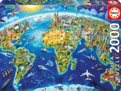 Educa Steden En Gebouwen|Astrologie & Wereldkaarten<Symbolen van de wereld - puzzel van 2000 stukjes