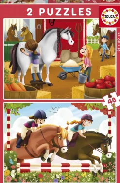 Kinderen Educa Dieren|Legpuzzels<Verzot op paarden - 2 x 48 stukjes
